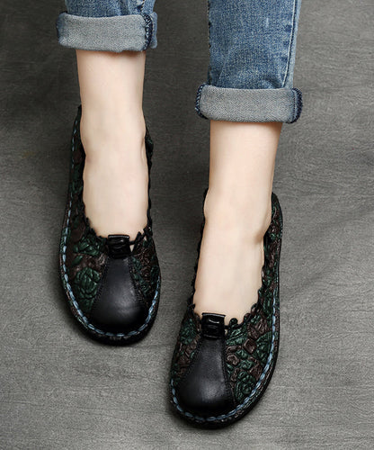 Chocolate Splicing Embossed Flat Feet Shoes for