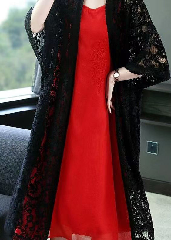 Black Hollow Out Lace Cardigans Summer