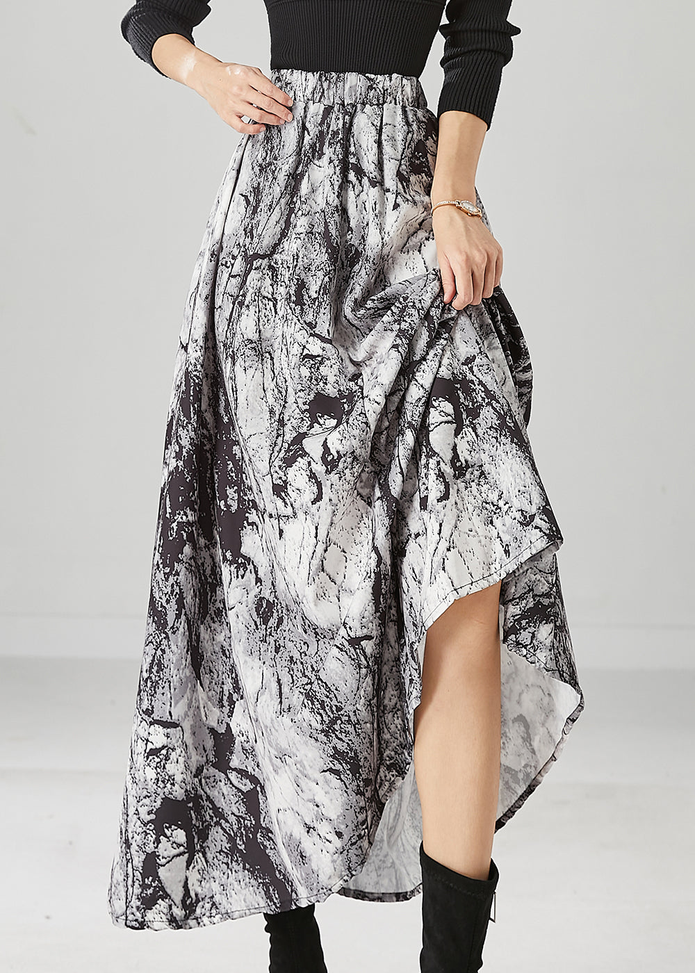Tie Dye Cotton a Line Skirt Winter