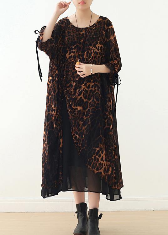 Loose Large Irregular Leopard Chiffon Dress