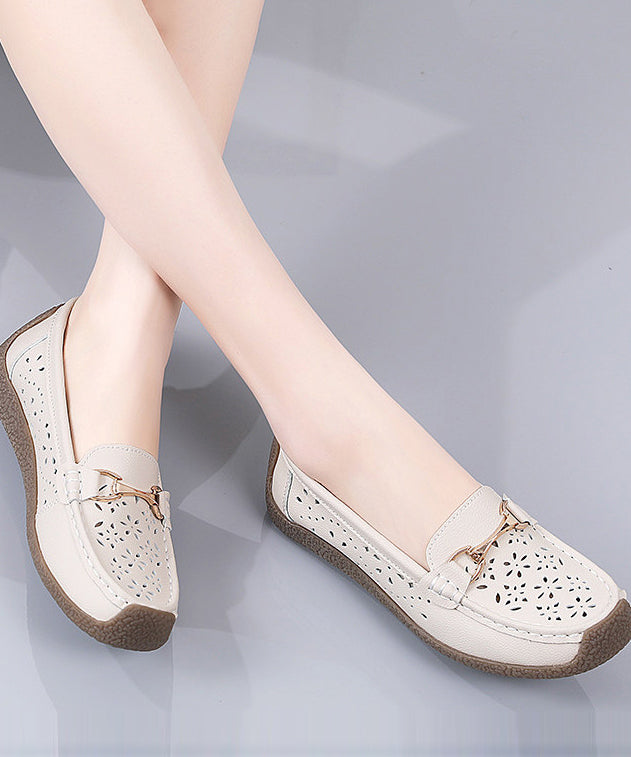 Cowhide Leather Flat Shoes for Hollow Out Flat Shoes