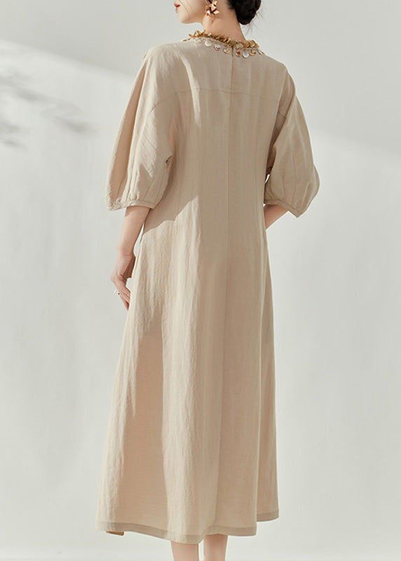 Apricot V Neck Maxi Dresses Fall