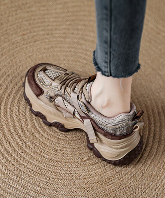 Yellow Zircon Platform Breathable Mesh Splicing Lace Up