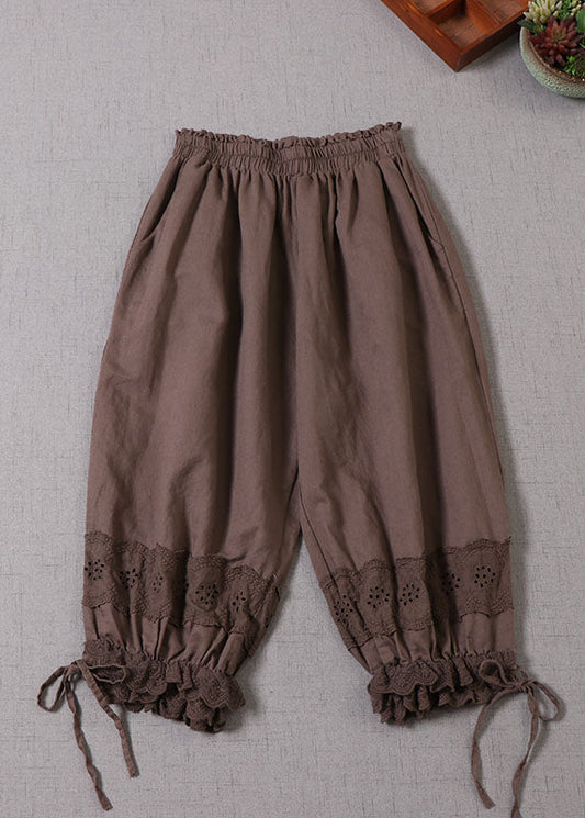 Chocolate Lace Patchwork Lantern Pants Spring