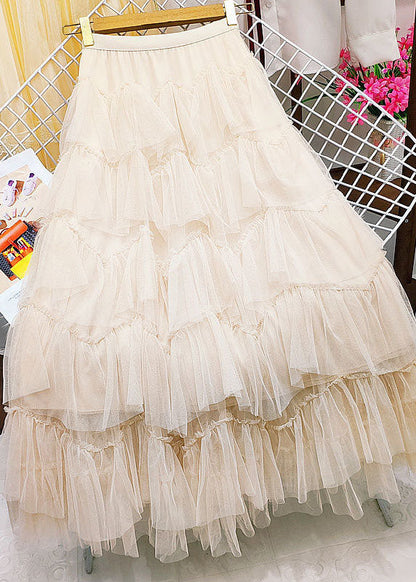 Orange Elastic Waist Exra Large Hem Tulle Skirt Summer