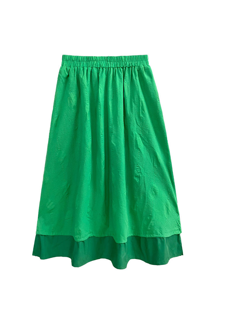 Green a Line Skirts Pockets Drawstring Spring