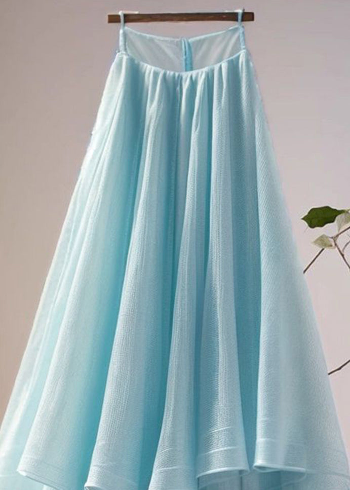 Blue Asymmetrical High Waist Tulle Skirt Summer