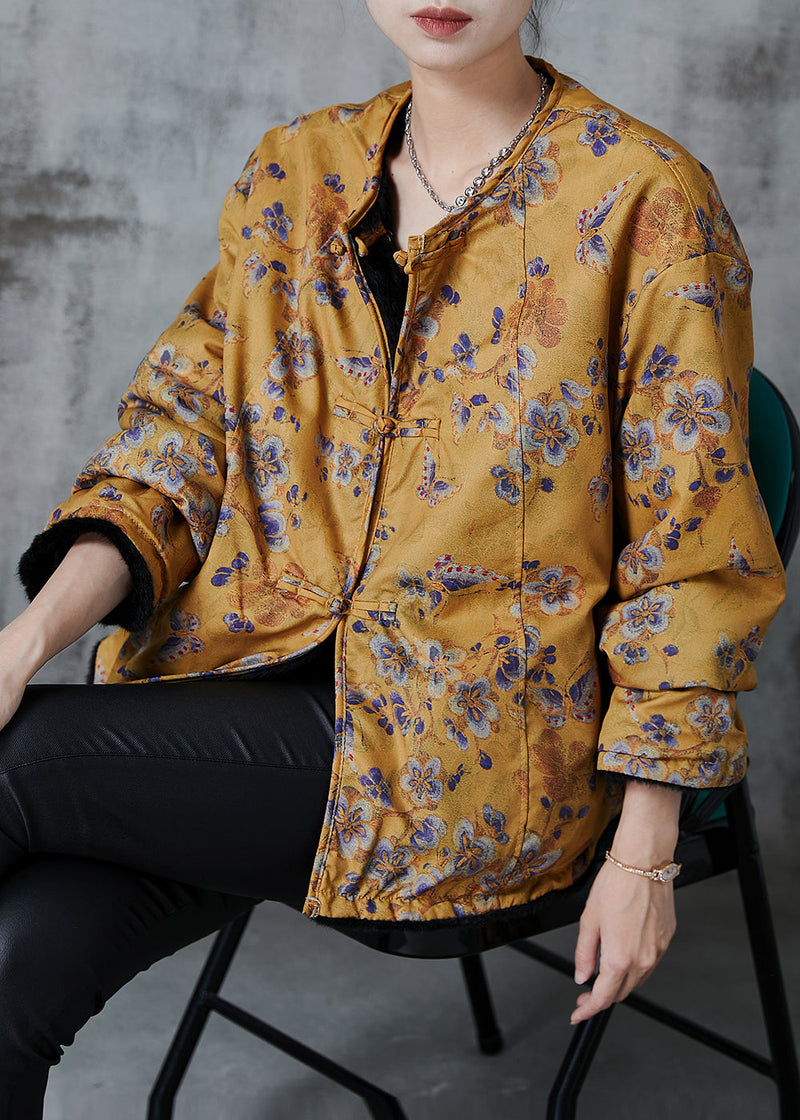 Yellow Print Faux Mink Hair Wear on Both Sides Coats Winter