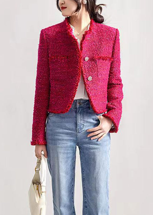 Rose O Neck Button Patchwork Cotton Coat Fall