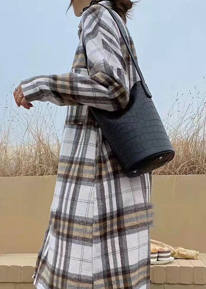 Colorblock Peter Pan Collar Plaid Patchwork Cotton Shirts Coats Spring