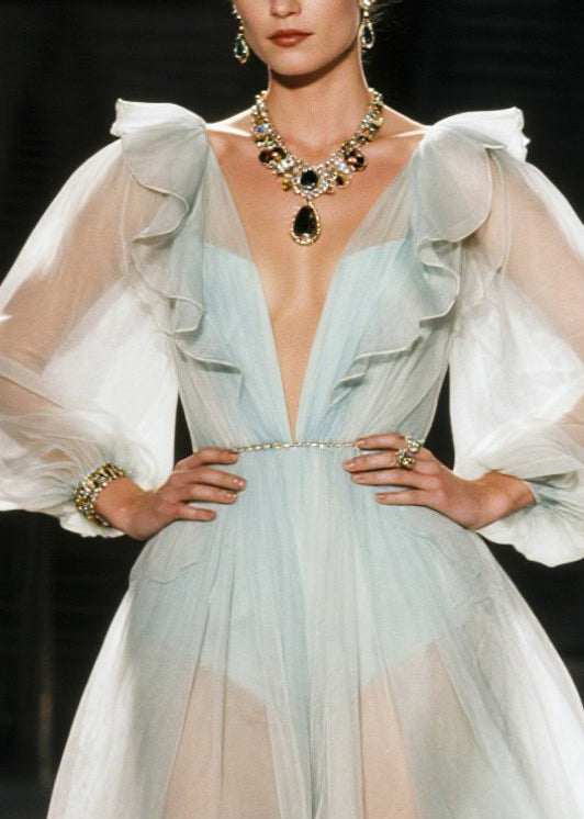 White Ruffled Sheer Organza Holiday Dress Summer