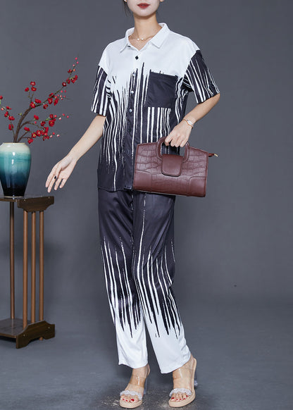 Gradient Color Oversized Ice Silk Two Pieces Set Fall