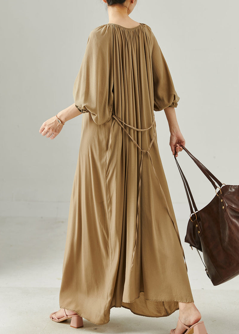 Khaki Cotton Holiday Dress Oversized Summer
