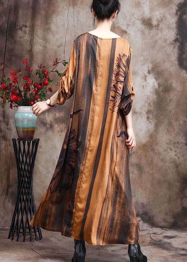 Boutique Print Cinched Silk Asymmetrical Design Dress Summer