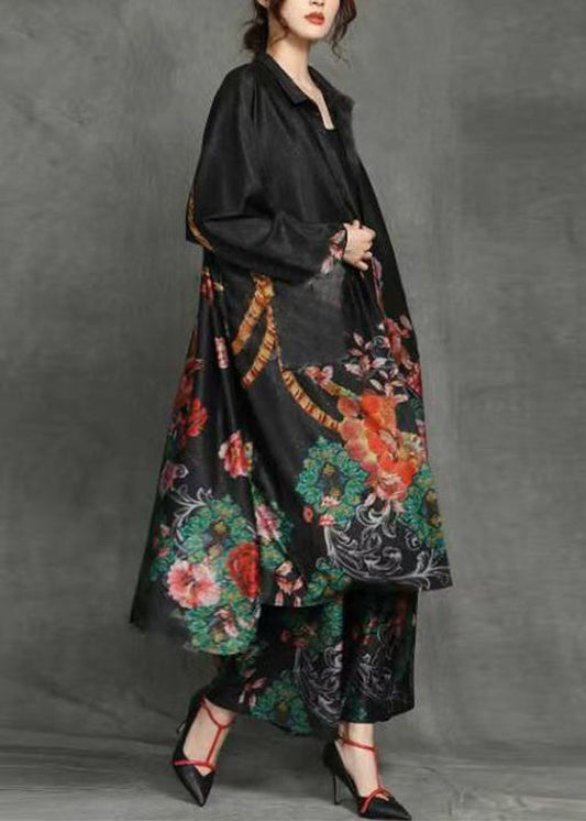Boutique Black Peter Pan Collar Cardigans and Crop Pants Two Piece Set Spring