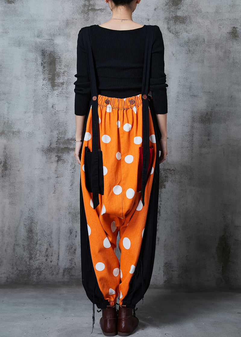 Orange Zip Up Patchwork Cotton Jumpsuits Summer