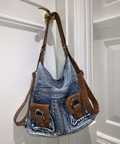 Versatile Blue Large Capacity Denim Satchel Bag Handbag