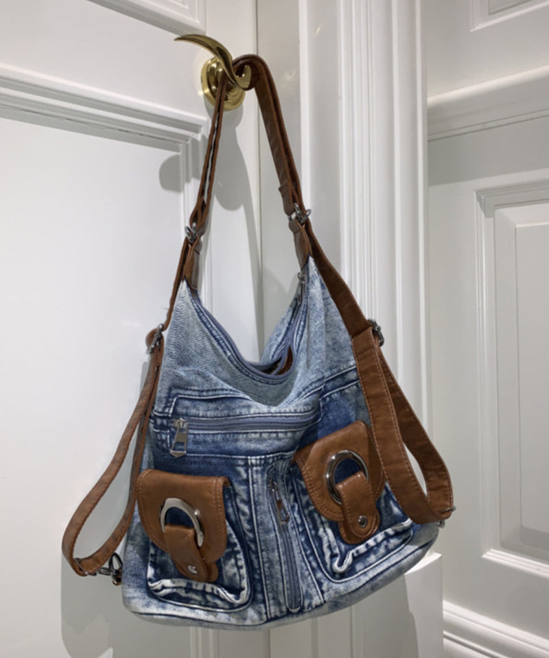 Versatile Blue Large Capacity Denim Satchel Bag Handbag