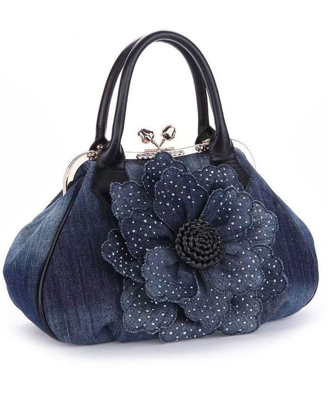 New Blue Flower Denim Satchel Bag Handbag