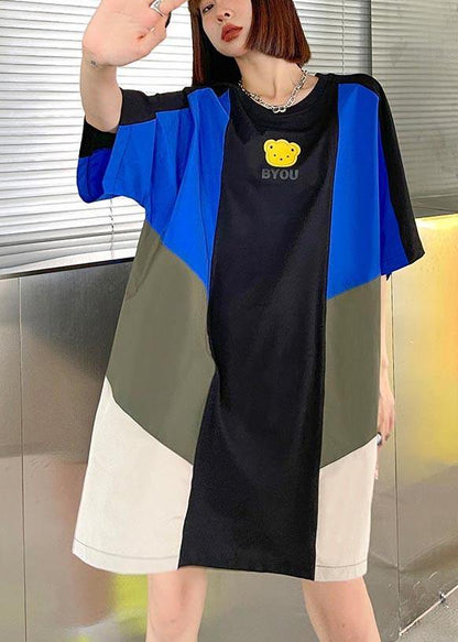 Loose Color Block Loose Maxi Dress Summer