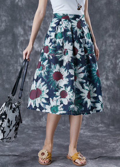 Navy Tie Dye a Line Skirt Summer