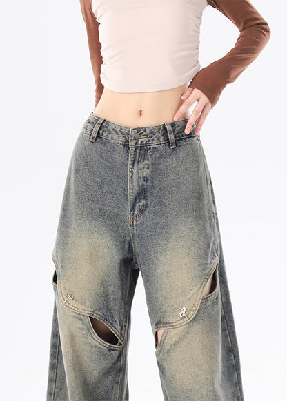 American Style Blue Ripped Jeans Spring