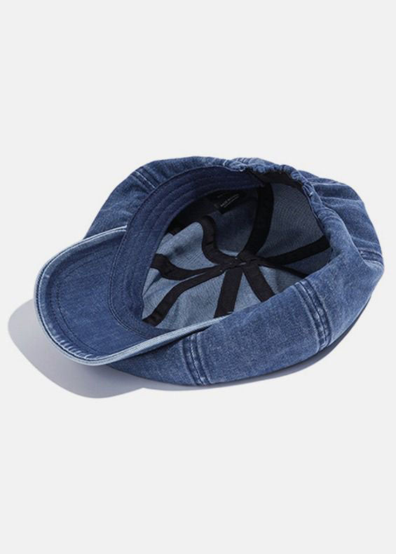 Denim Light Blue Patchwork Cotton Breton Hat