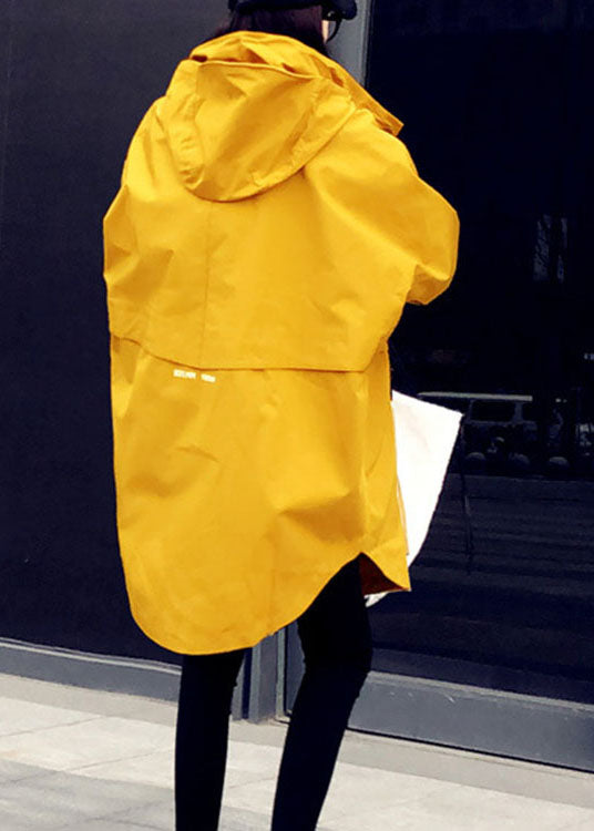 Yellow Patchwork Pockets Fall Coats