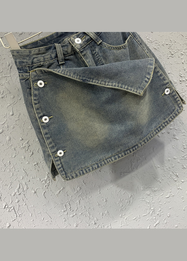 New Blue High Waist Denim Short Skirt Autumn