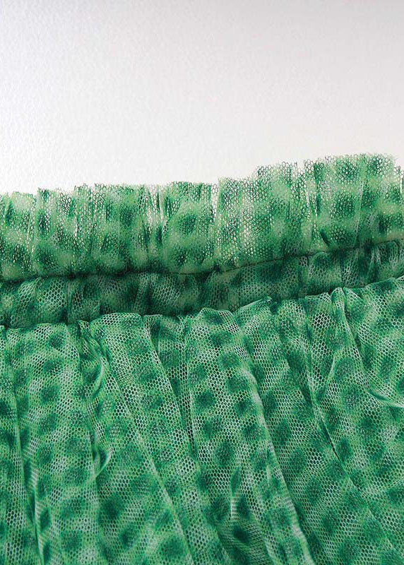 Green Plaid Tulle Vacation Skirts Spring