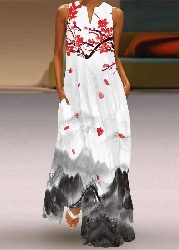 Pink Print Pockets Vacation Maxi Dresses Summer