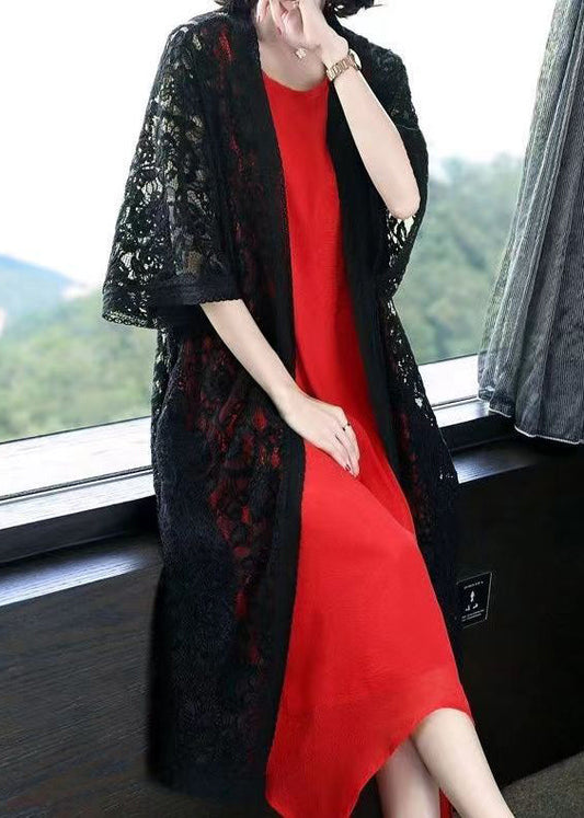 Black Hollow Out Lace Cardigans Summer