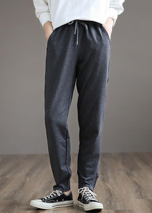 French Dark Gray Wild Pants Spring Elastic Waist Ideas Wide Leg Pants