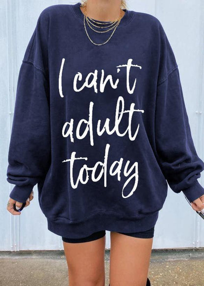 Navy Print Sweatshirt Tops