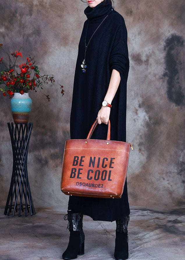Black Knit Warm Long Dresses Spring