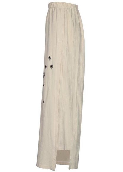 Blue Dandelion Wide Leg Linen Pants Summer Cotton Outfits
