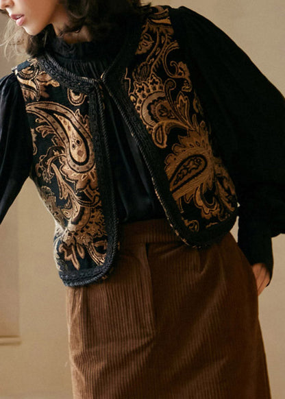 Jacquard Embroideried Patchwork Waistcoat Sleeveless