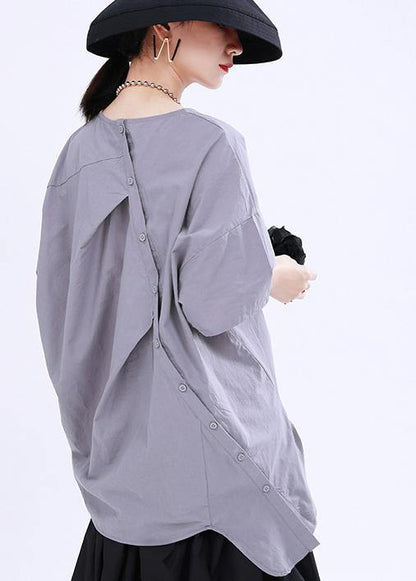 Classy Grey Low High Design Cotton T-shirt Summer