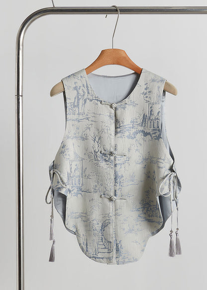 New Retro Grey Jacquard Cotton Two Pieces Set Fall