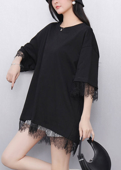 Black O-neck T Shirt Short Sleeve