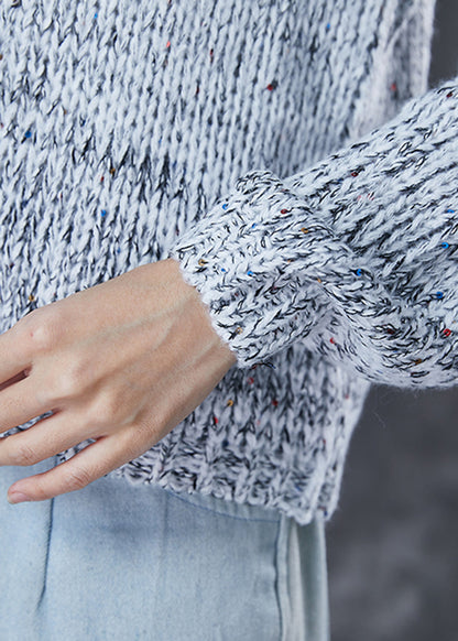 Grey Sequins Chunky Knit Sweaters Winter