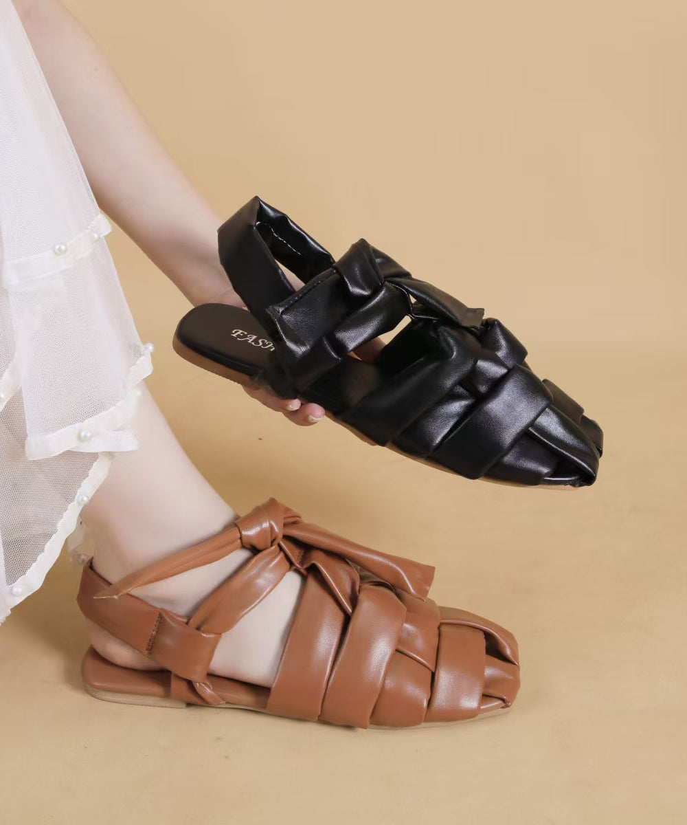 Brown Hollow Out Comfy Splicing Walking Sandals