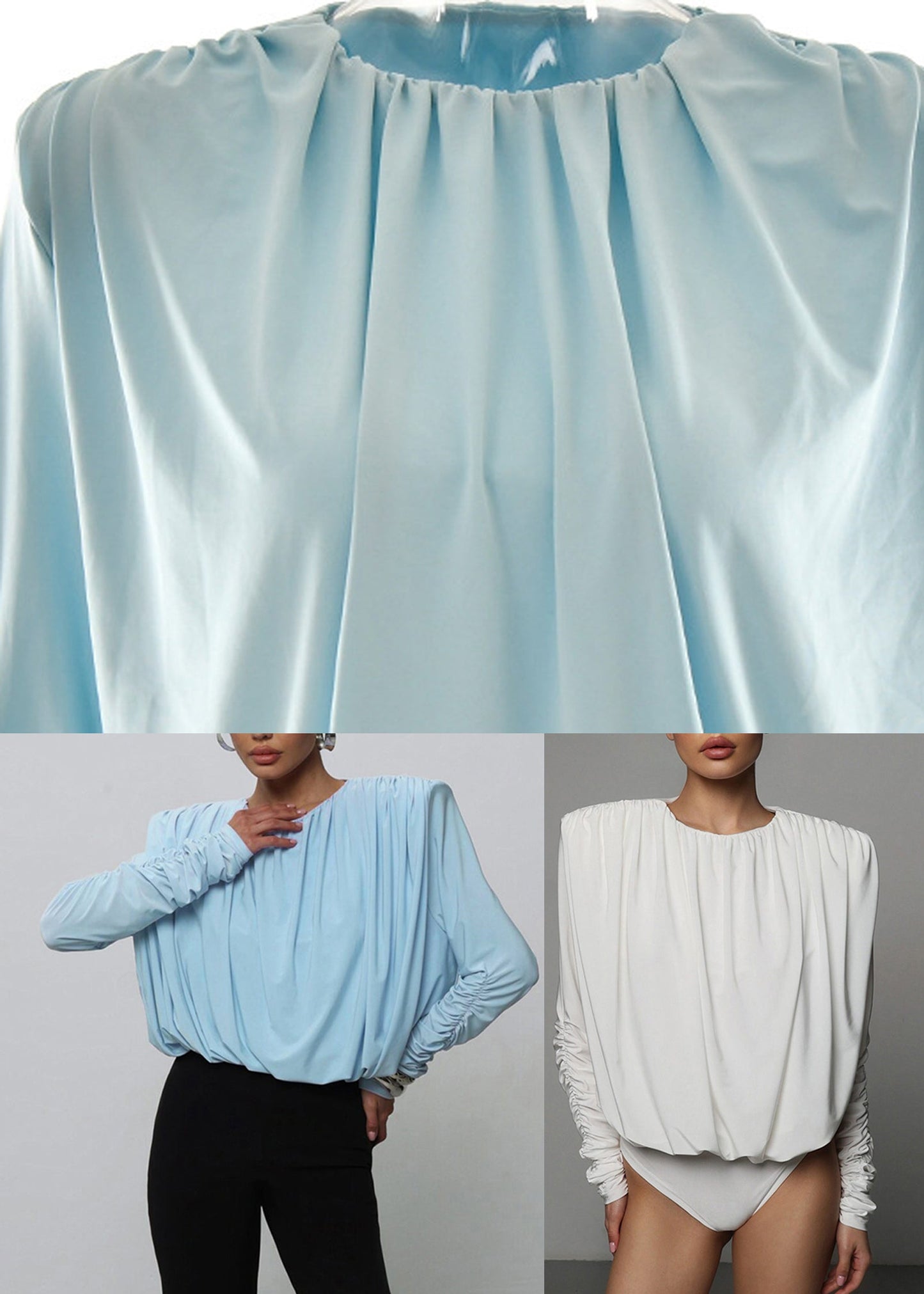 White Wrinkled Patchwork Bodysuit