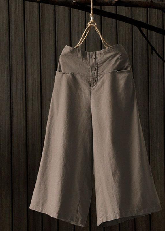 Elastic Waist Wide Leg Pants With Pockets