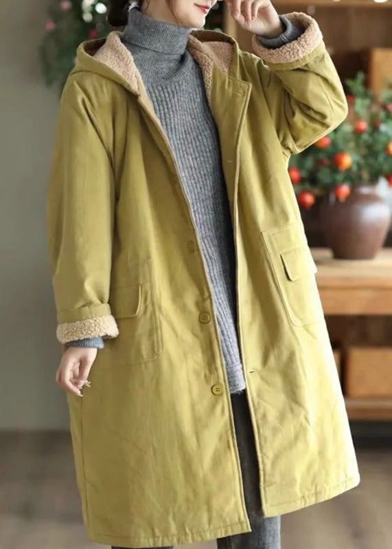 Light Green Oversized Fleece Wool Lined Coat Outwear Winter