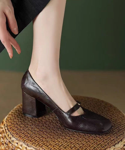 Sheepskin Loafers Chunky Heel French Black