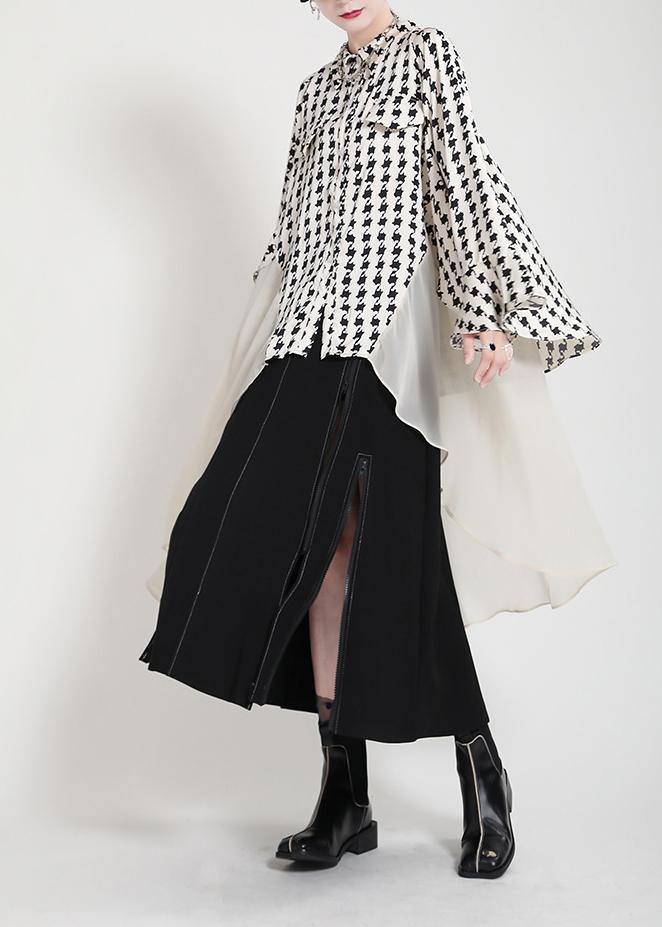 Unique White Print Patchwork Asymmetrical Design Trench Summer
