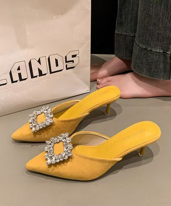 Yellow Faux Leather Thong Sandals