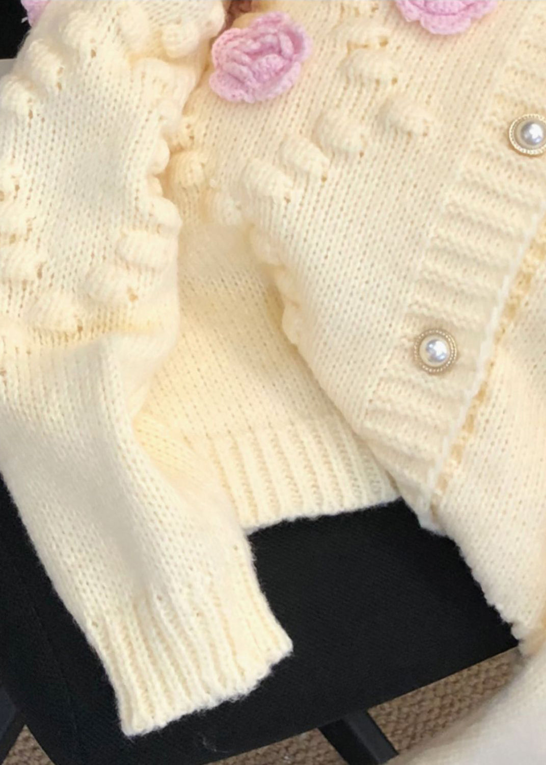 Beige Patchwork Knit Cardigans O Neck Button Fall