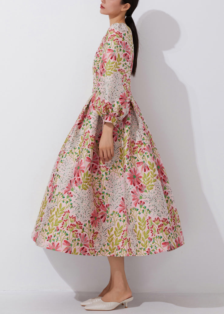 Multi O-neck Embroidered High Waist Dress Spring